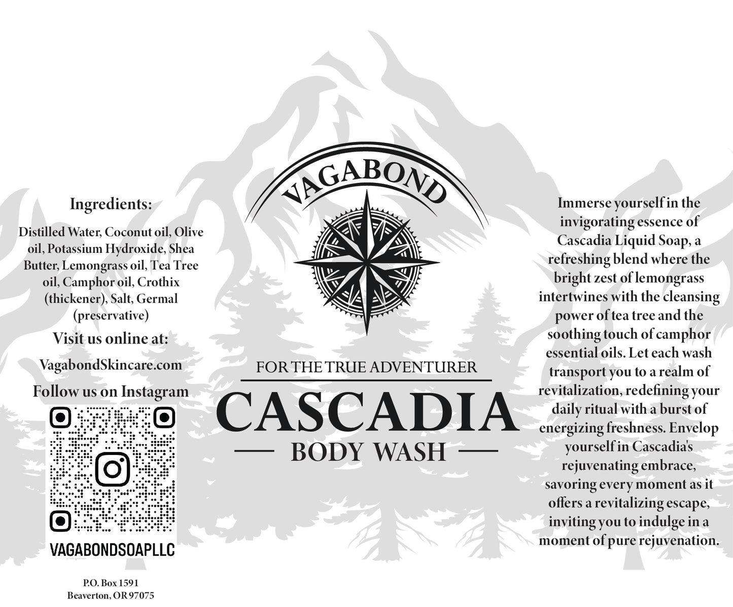 Digital version of Cascadia body wash lemon scent label