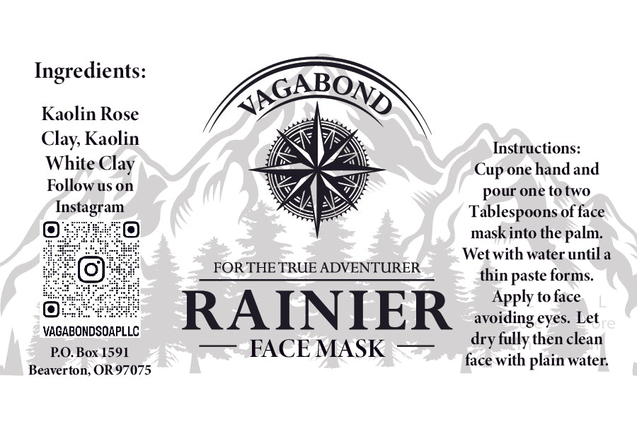 Digital version of Rainier clay face mask label