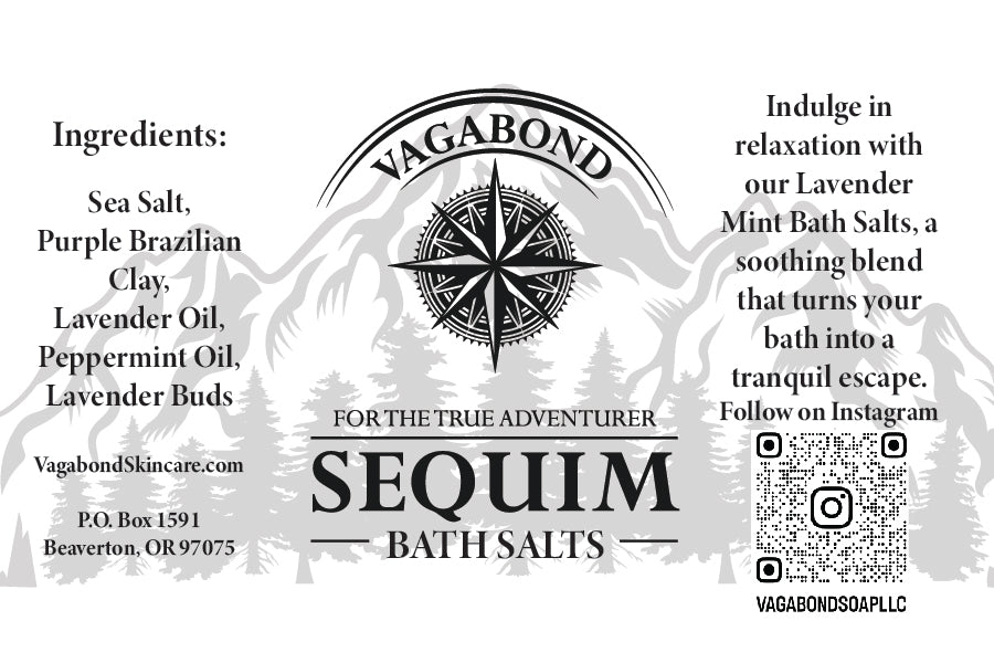 Digital version of Sequim bath salts lavender mint scent label