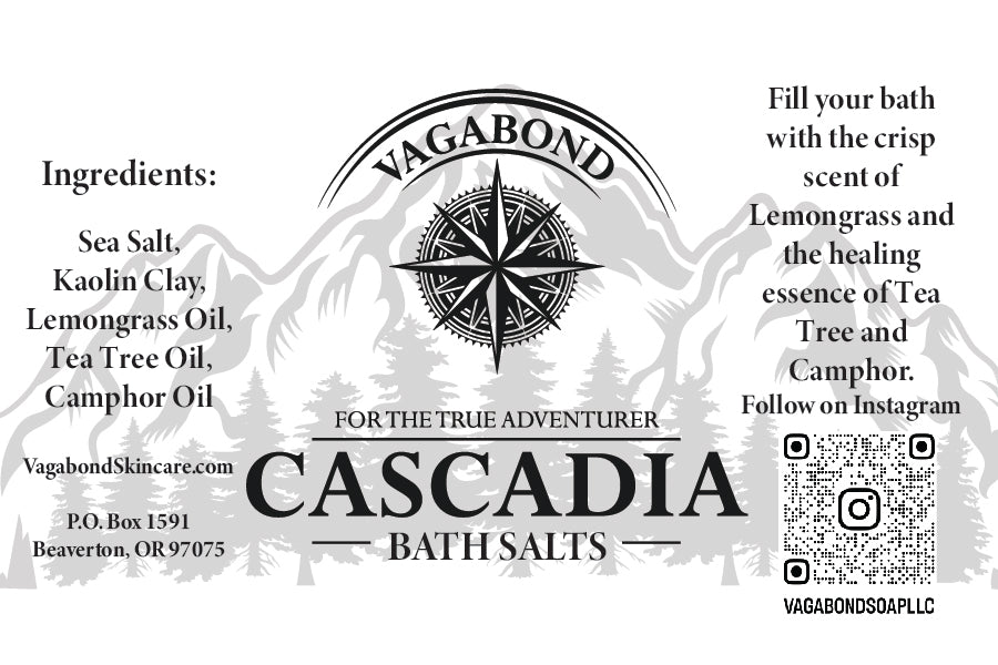 Digital version of Cascadia bath salts lemon citrus scent label