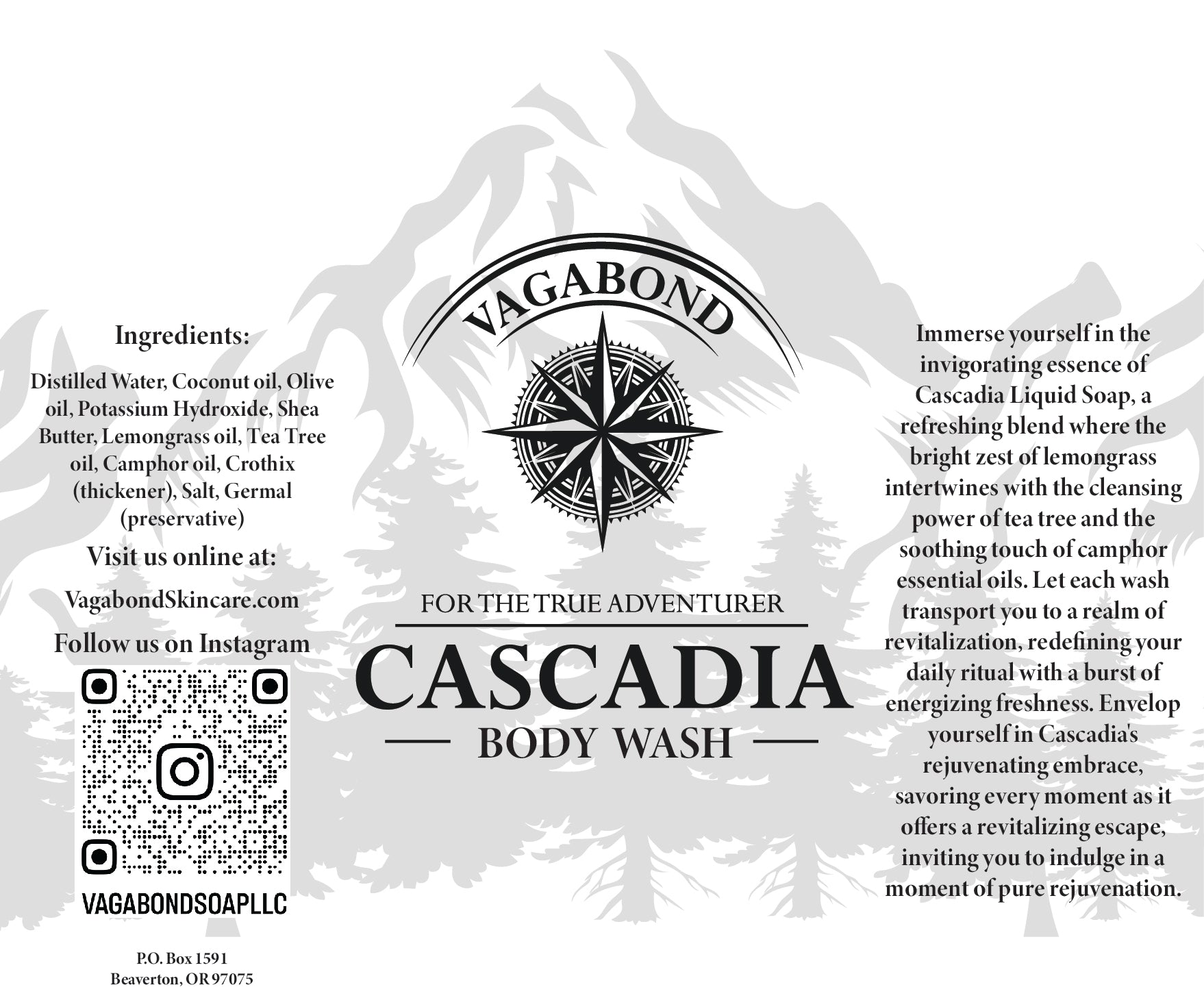 Digital version of Cascadia body wash lemon scent label