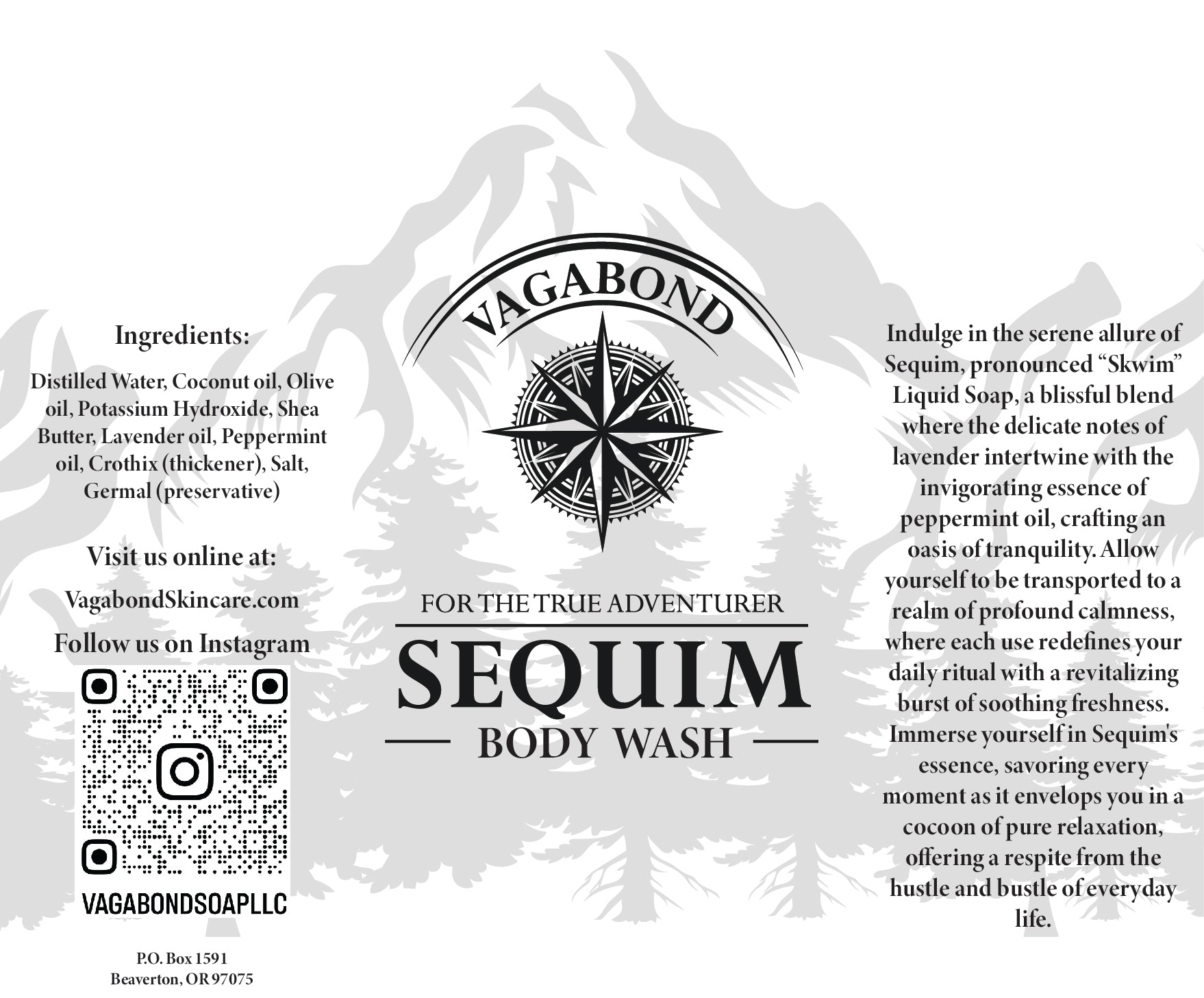 Digital version of Sequim body wash lavender mint scent label